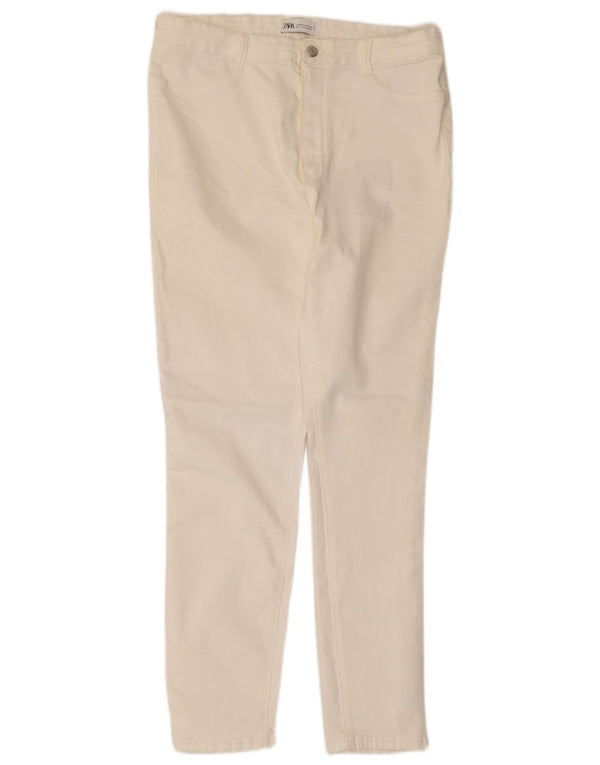 Zara Mujer Pantalones Casuales Slim EU 46 2XL W36 L28 Algodón Blanco