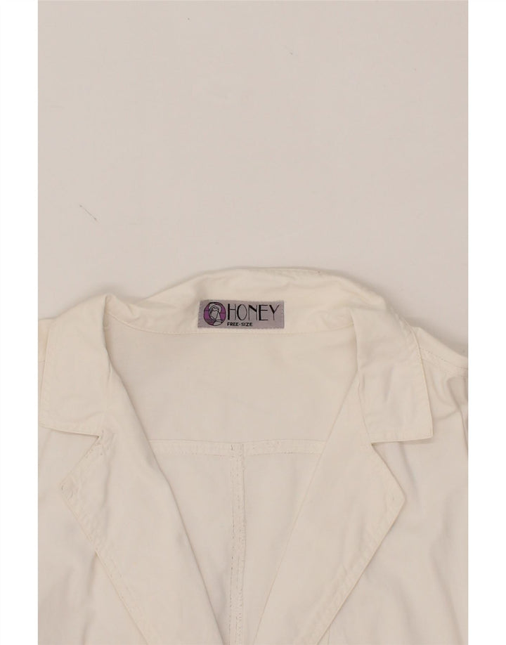VINTAGE Womens Bomber Jacket One Size White Cotton Vintage Vintage and Second-Hand Vintage from Messina Hembry 