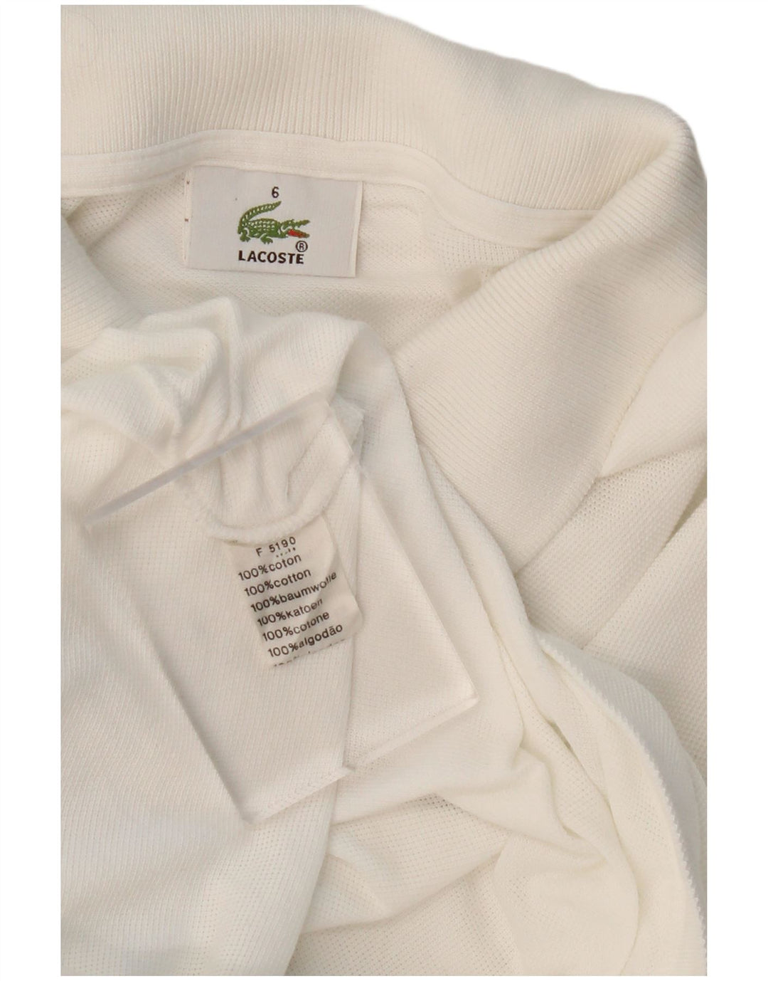 LACOSTE Polo para hombre Talla 6 XL Algodón blanco