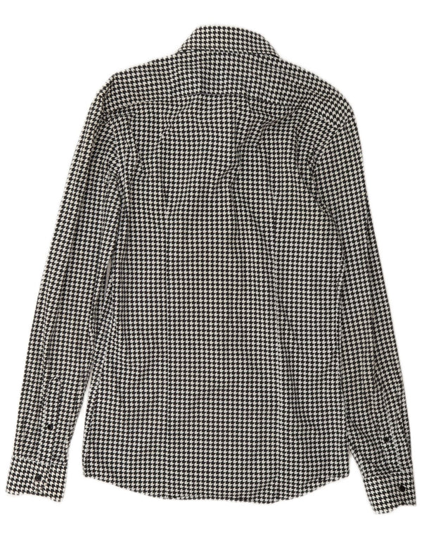 Camisa Reiss Slim Fit para hombre XS Algodón de pata de gallo negro