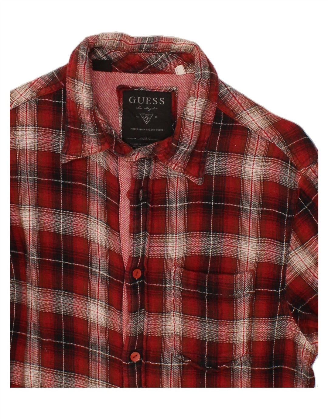 GUESS Womens Flannel Shirt IT 42 Medium Red Check Cotton Vintage Guess and Second-Hand Guess from Messina Hembry 