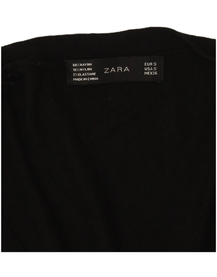 Zara Mujer Cárdigan Suéter UK 10 Small Rayón Negro