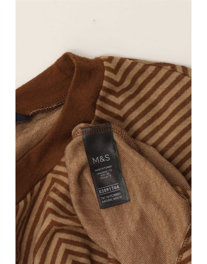 Marks & Spencer - Jersey de cuello redondo para mujer, talla 40, color marrón medio, Chevron