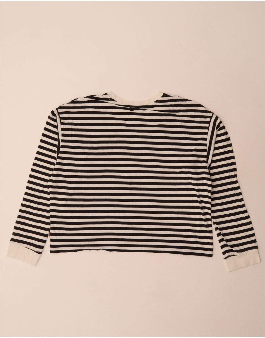 Levi's Top corto con gráfico para mujer, manga larga, talla 40, talla pequeña, color blanco a rayas