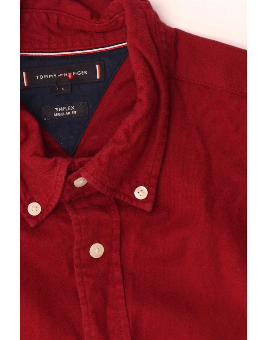 Camisa Tommy Hilfiger Regular Fit para hombre de algodón burdeos grande