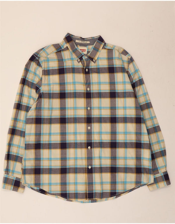 Levi's Camisa Coupe estándar de ajuste estándar para hombre, talla 2XL, algodón a cuadros beige