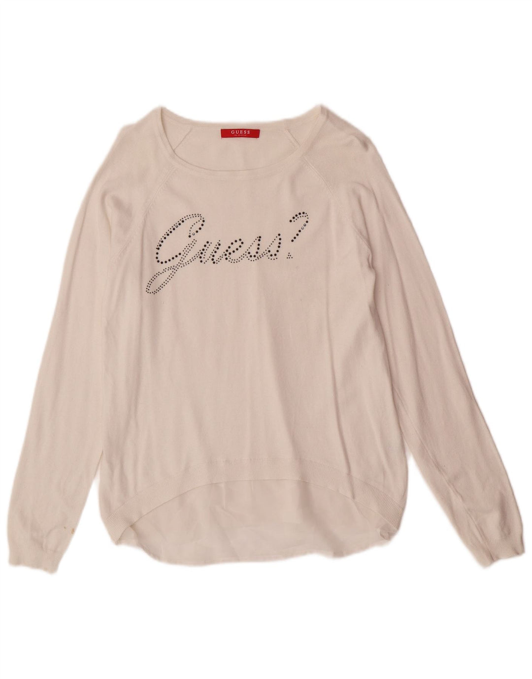 Guess Suéter gráfico con cuello barco para mujer UK 10 Small White