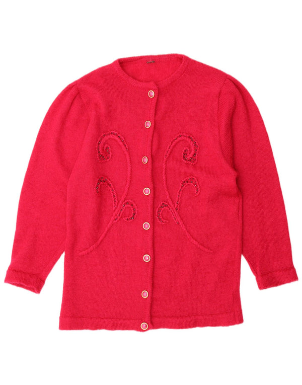Vintage mujer Cardigan suéter Reino Unido 18 XL rosa floral