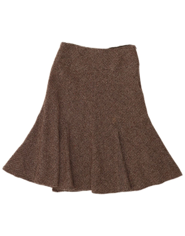 Hobbs Falda trompeta para mujer UK 12 Medium W29 Lana en espiga marrón