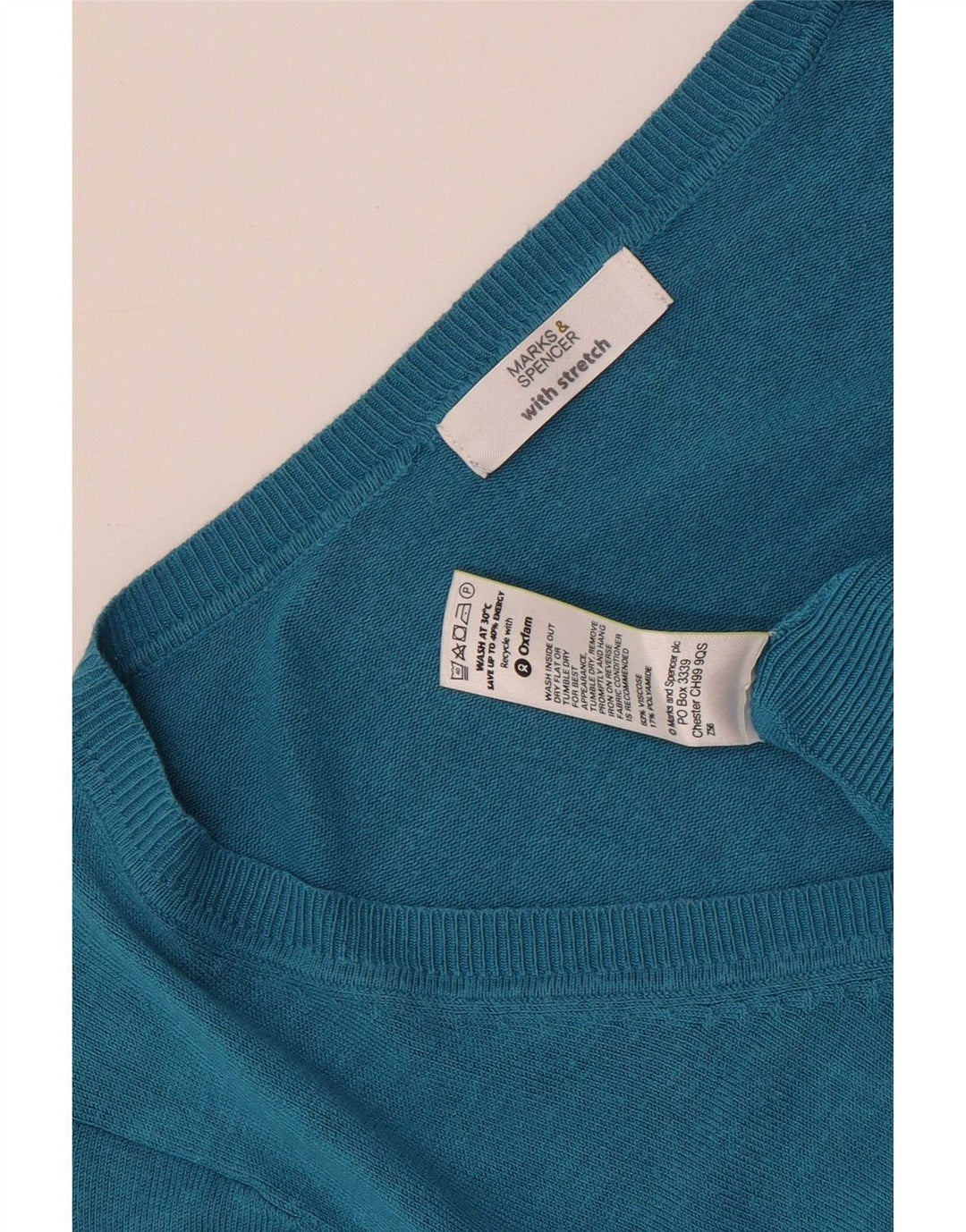 Marks & Spencer Jersey con Cuello en V para Mujer UK 44 Viscosa Turquesa Mediana