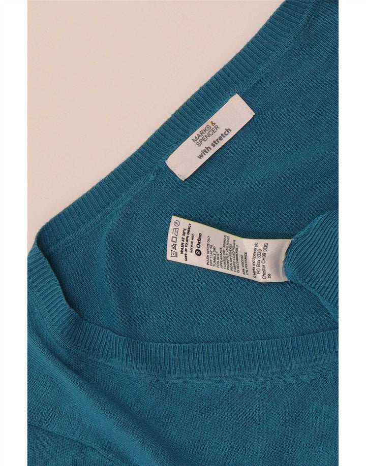 Marks & Spencer Jersey con Cuello en V para Mujer UK 44 Viscosa Turquesa Mediana