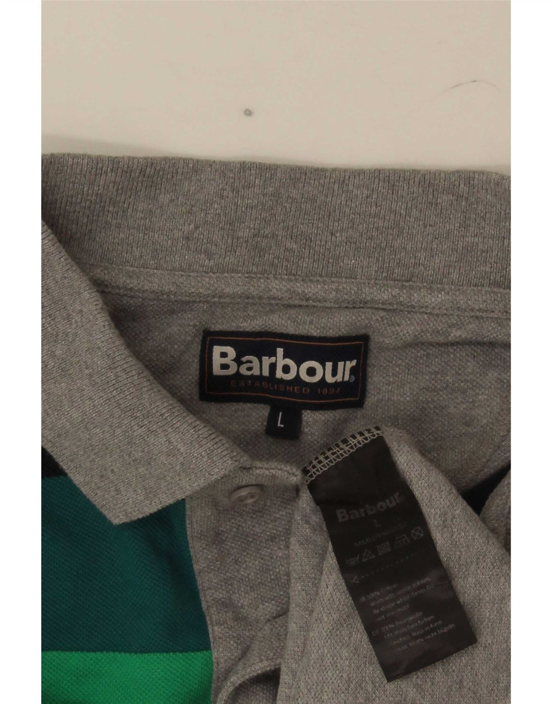 Polo Barbour para hombre de algodón con bloques de color gris grande