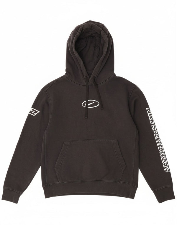 Nike Mens Graphic Hoodie Jumper Small Black Cotton