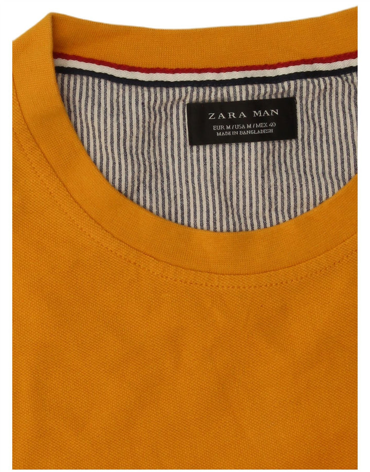 Zara Hombre Camiseta Top Medium Amarillo