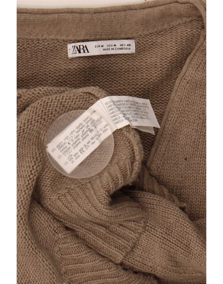 Zara Hombre Jersey Cárdigan Algodón Beige Medio
