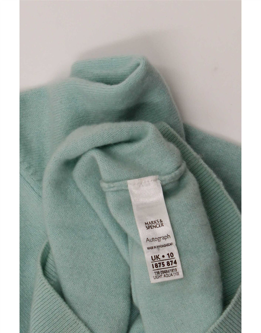 Marks & Spencer Suéter tipo jersey con cuello vuelto para mujer UK 10 Small Turquesa