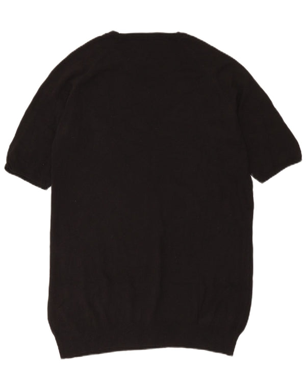 Zara Suéter tipo jersey de manga corta con cuello barco para mujer UK 46 Large Black
