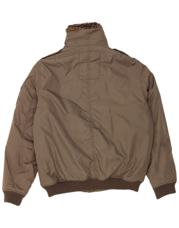 Celio Chaqueta Bomber Militar para Hombre UK 42 XL Caqui Nylon