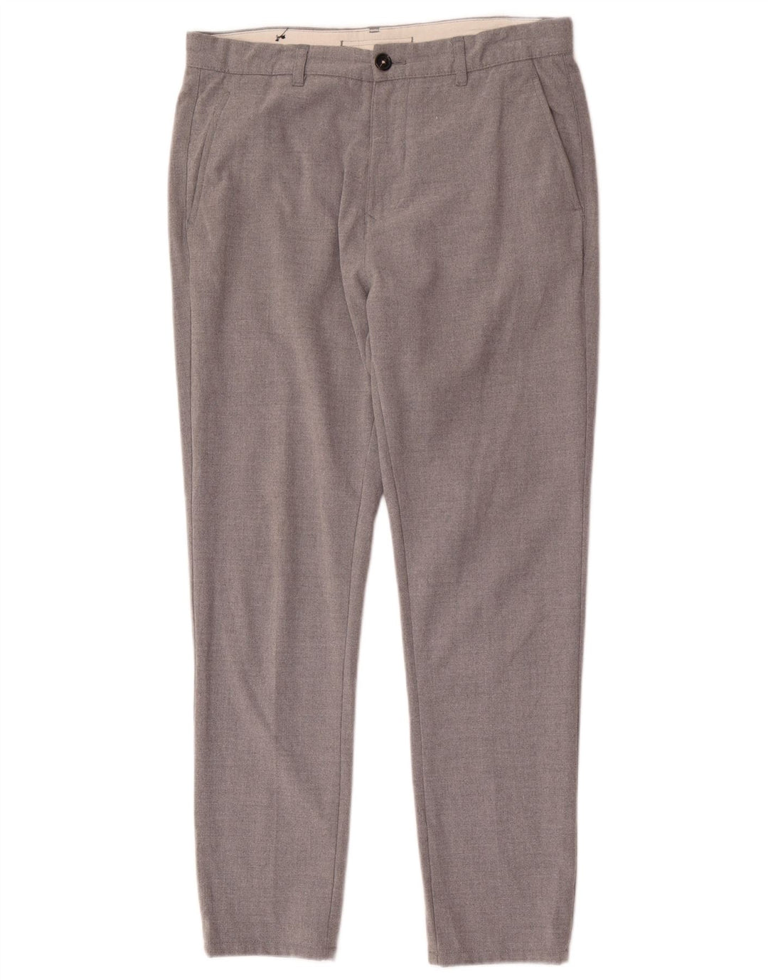 Zara Mens Slim Chino Pantalones EU 42 Large W32 L28 Gris Poliéster