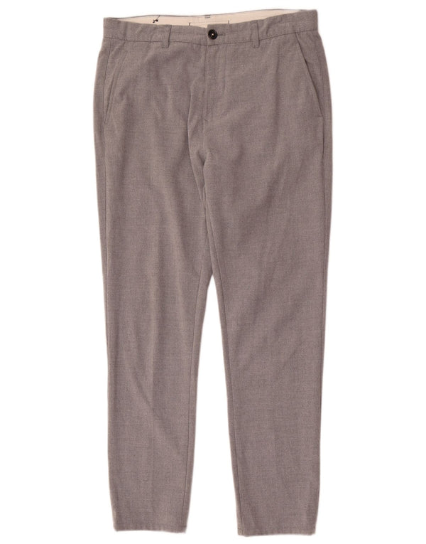 Zara Mens Slim Chino Pantalones EU 42 Large W32 L28 Gris Poliéster