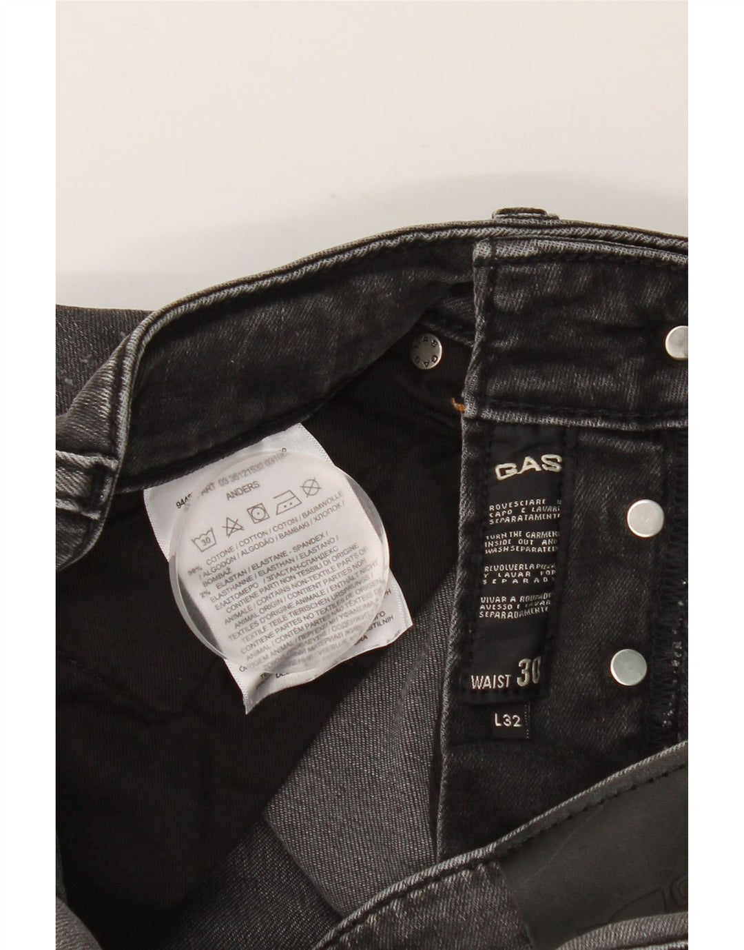 Gas Hombre Anders Vaqueros Slim Desgastados W30 L32 Algodón Gris