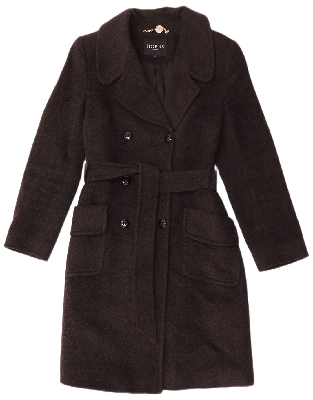 Hobbs Abrigo cruzado para mujer UK 8 Small Lana gris