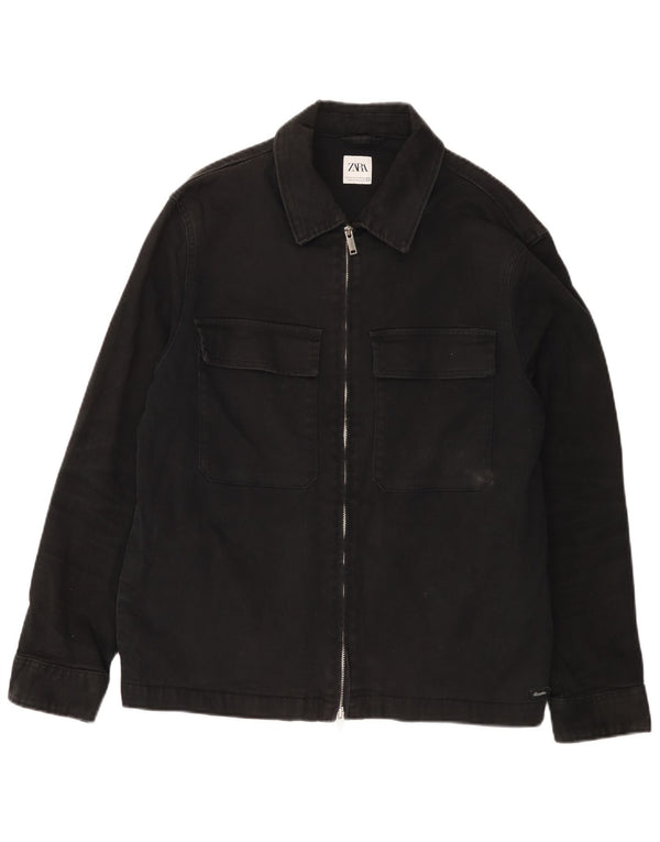 Zara Chaqueta Vaquera Hombre UK 42 XL Algodón Negro