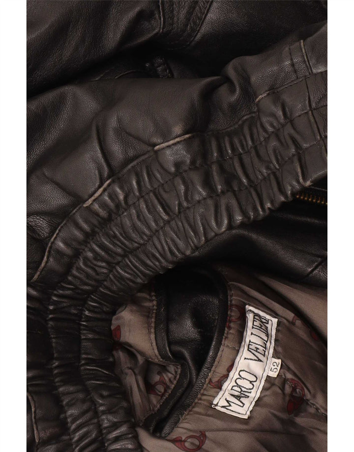 Vintage hombres bombardero chaqueta de cuero IT 52 XL negro