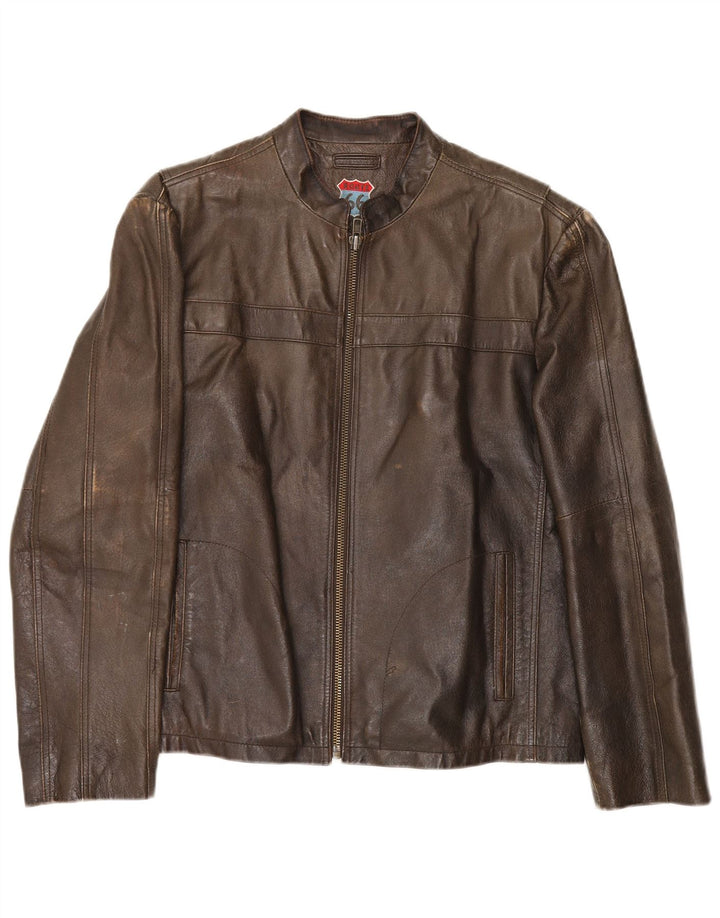 Route 66 Chaqueta de cuero para hombre UK 40 Large Cuero marrón