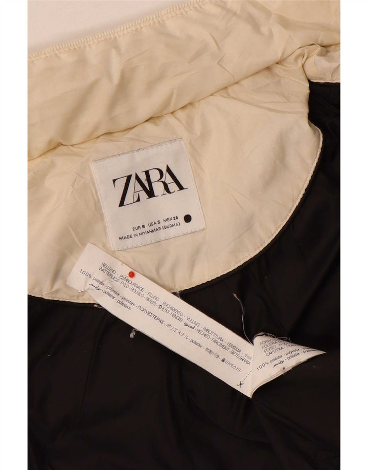 Zara Mujer Abrigo Acolchado UK 10 Pequeño Poliéster Blanco Roto