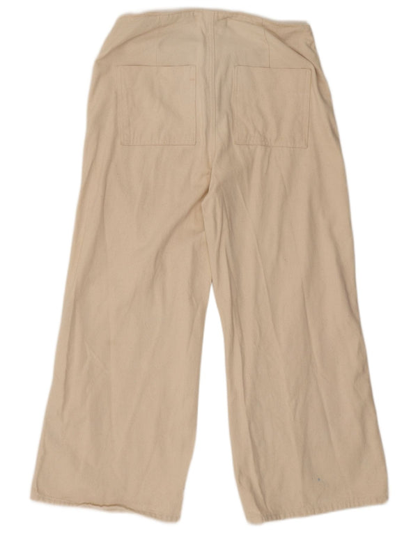 Zara Mujer Pantalones Cortos De Pierna Ancha EU 40 Medium W30 L25 Beige