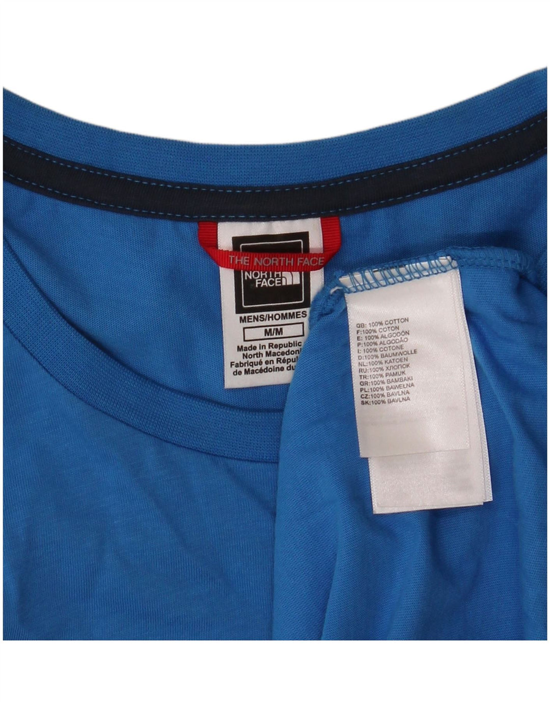 The North Face Hombre Camiseta Gráfica Top Algodón Azul Medio