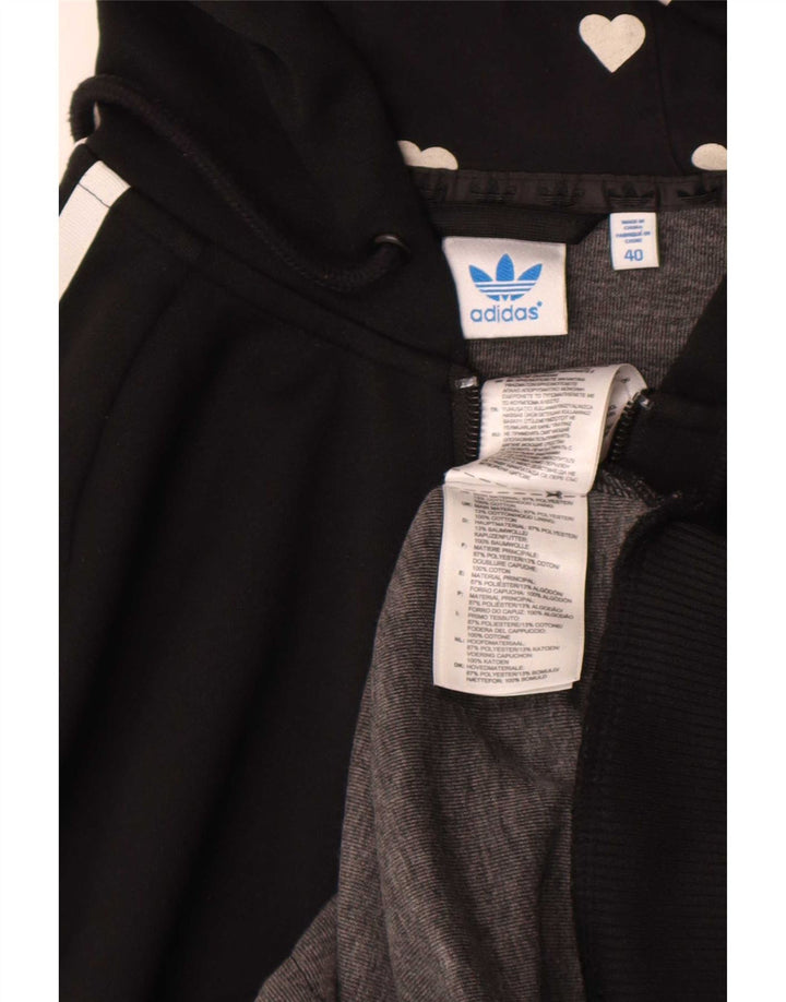 Adidas Mujer Graphic Zip Sudadera con capucha IT 40 Pequeño Poliéster Negro