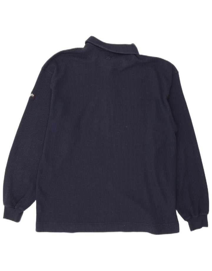 Polo Reebok de manga larga para hombre, algodón azul marino medio