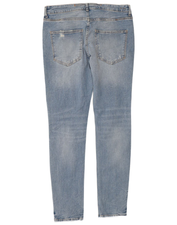 Zara Jeans ajustados desgastados para hombre EU 42 Large W32 L31 Algodón azul