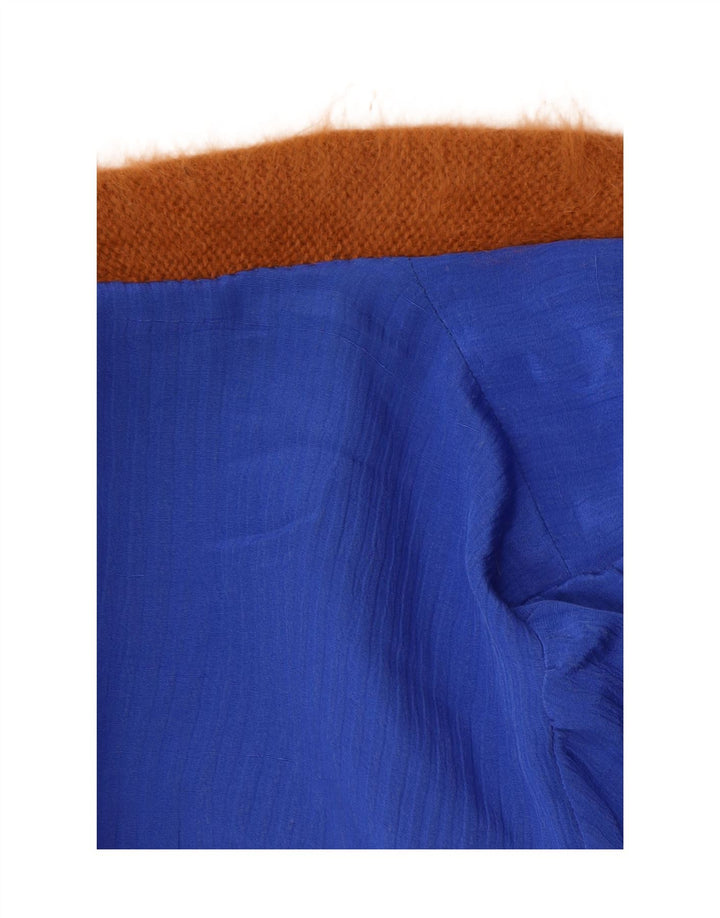 Vintage mujer longline abierto cardigan suéter Reino Unido 14 marrón medio Paisley