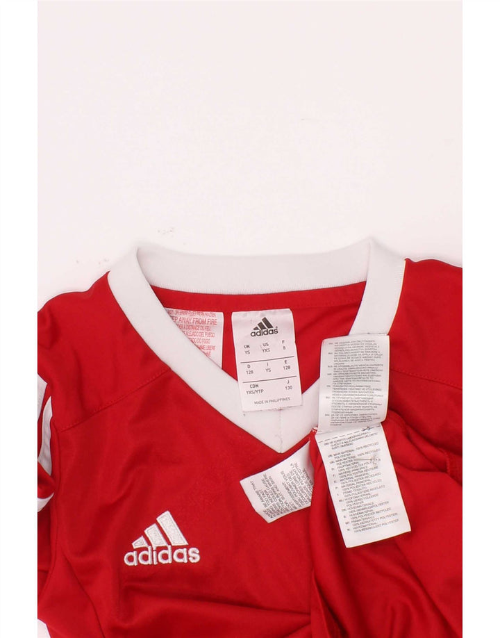 Adidas Chicos Climalite Top Manga Larga 7-8 Años Pequeño Rojo Colorblock