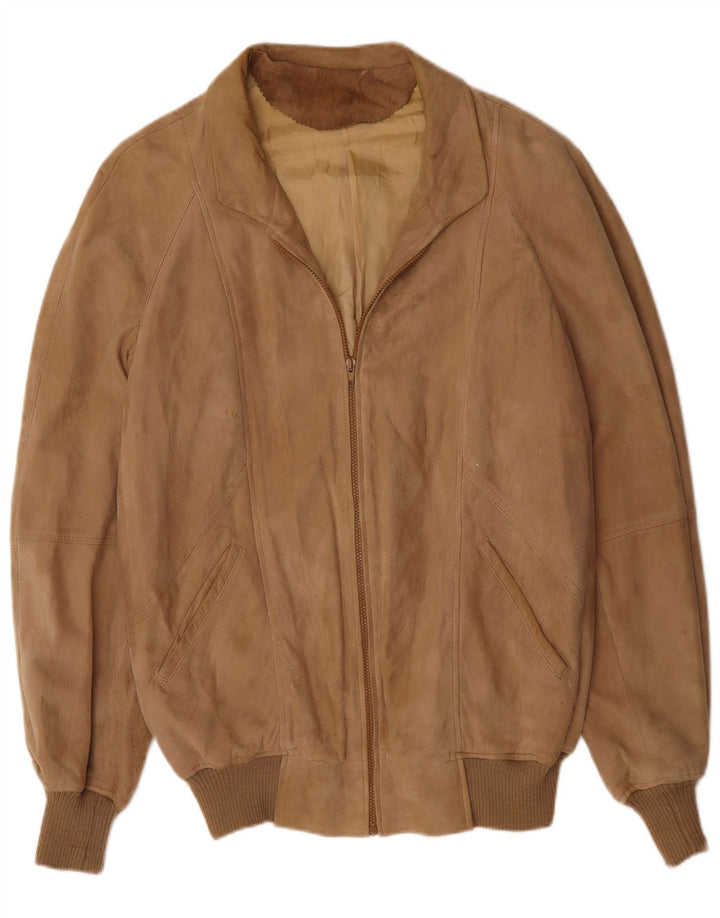 VINTAGE Chaqueta bomber de ante para hombre Reino Unido 42 XL Marrón