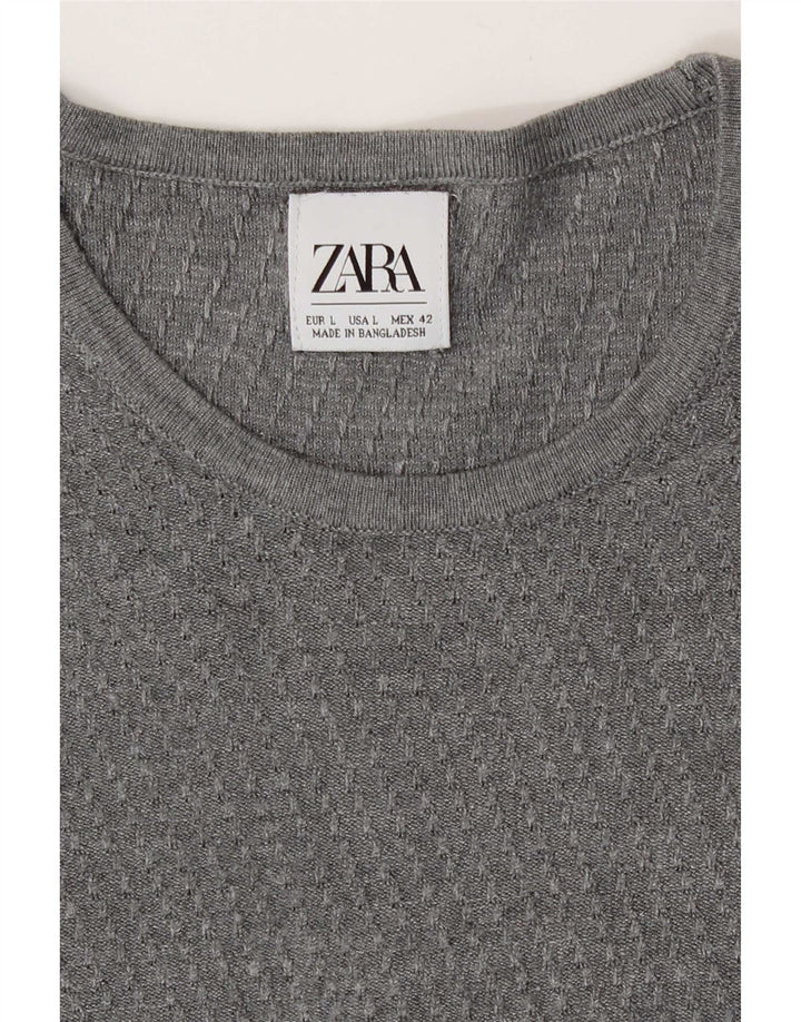 Zara Hombre Jersey De Cuello Redondo Jersey Grande Gris