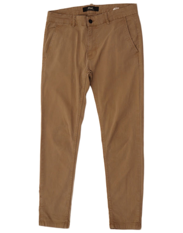 Zara Mens Slim Fit Chino Pantalones EU 42 Large W32 L30 Algodón Marrón
