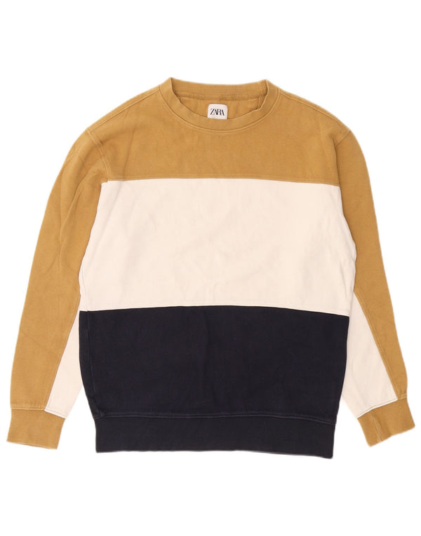 Zara Hombre Sudadera Jumper Medium Multicolor Colorblock Algodón