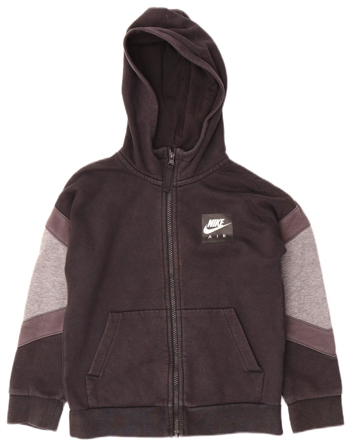 NIKE Sudadera con capucha y cremallera Air Graphic para niños de 8 a 9 años, talla pequeña, color negro