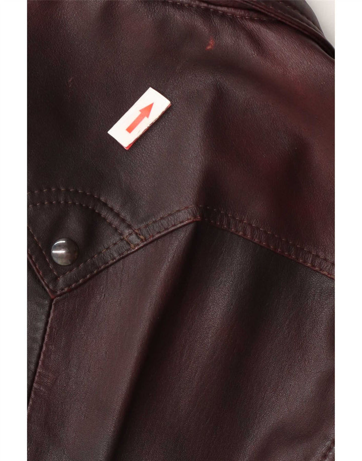 Chaqueta de cuero vintage para hombre IT 50 Grande Borgoña