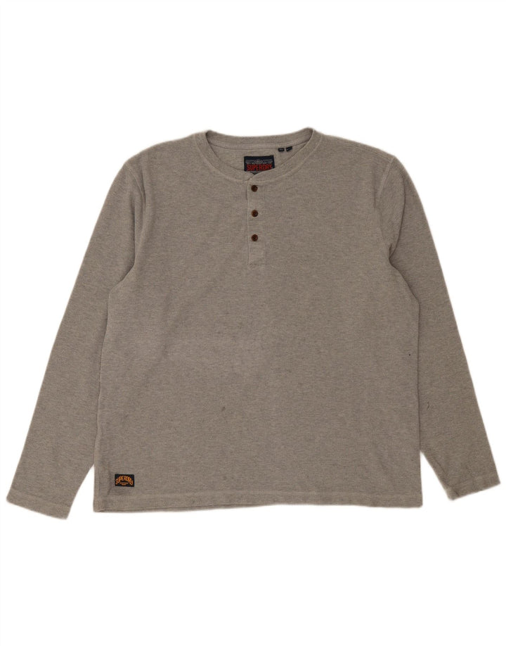 Superdry Hombre Top Manga Larga 2XL Algodón Gris
