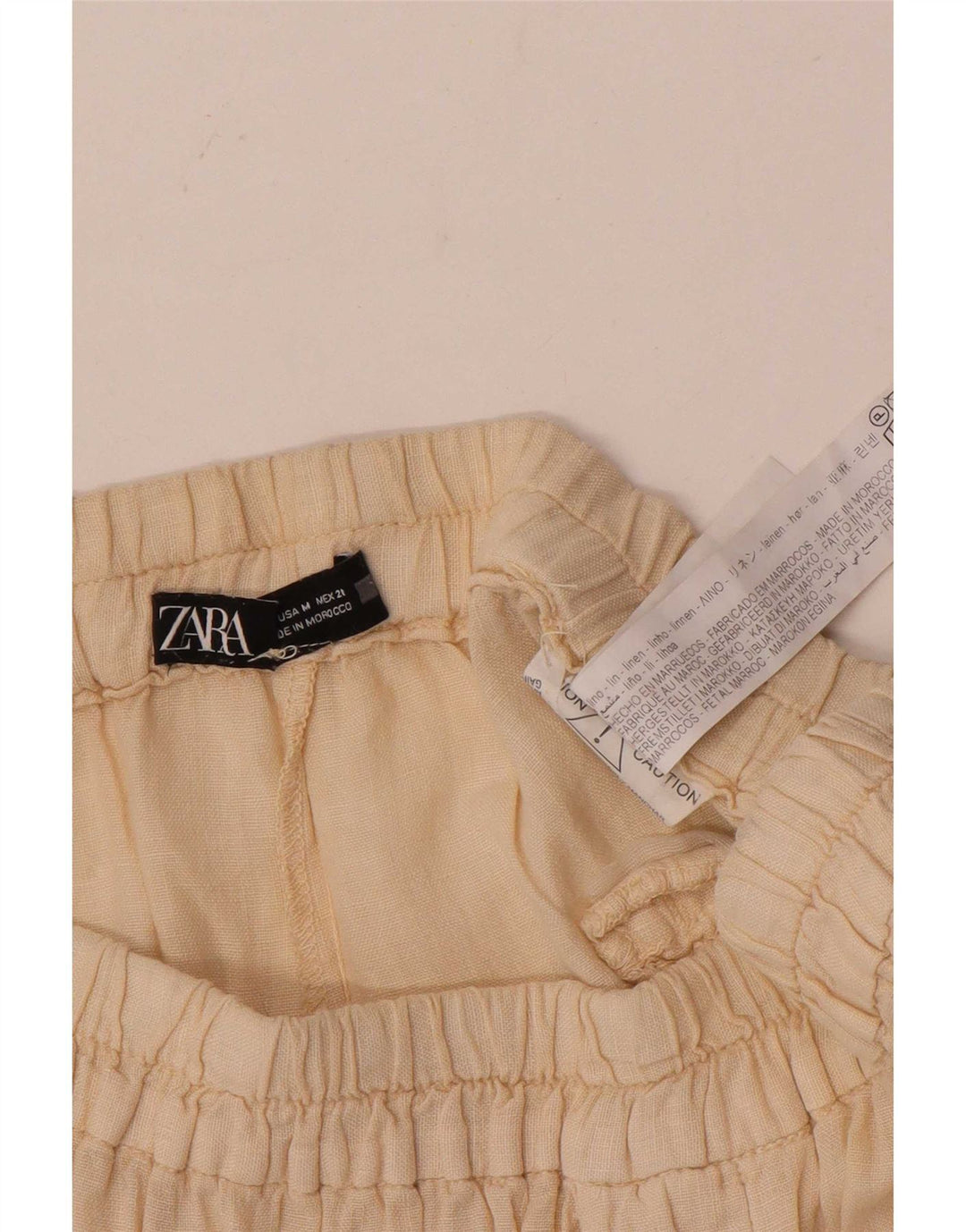 Zara Mujer Shorts Casuales Mediano W28 Lino Blanco Roto