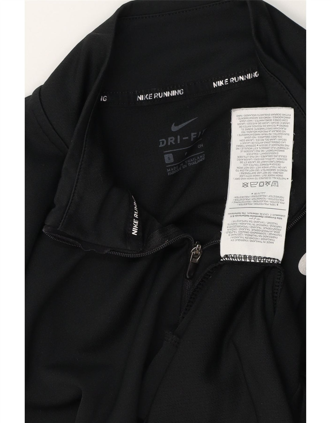 NIKE Mujer Dri Fit Zip Neck Jersey Chándal Top UK 10 Small Negro