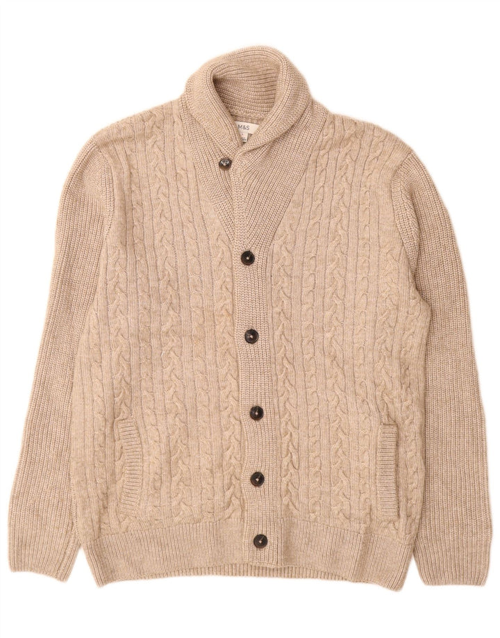 Marks & Spencer - Cárdigan para hombre, talla grande, poliéster beige