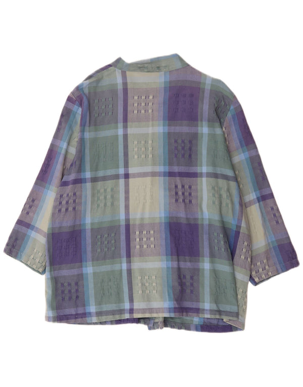 Vintage mujer 3/4 manga Blazer chaqueta IT 52/54 2XL cheque multicolor