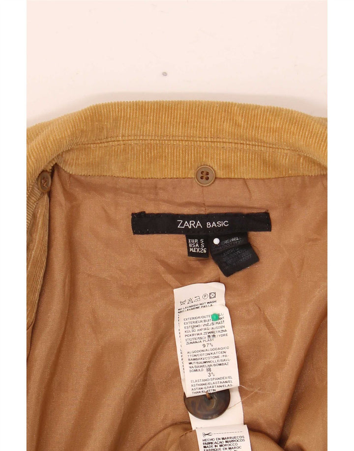 Zara Mujer Blazer De Pana De 2 Botones UK 10 Small Beige Cotton