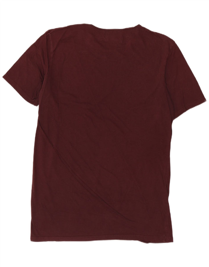 ZARA Hombre Camiseta Larga Top Large Burdeos